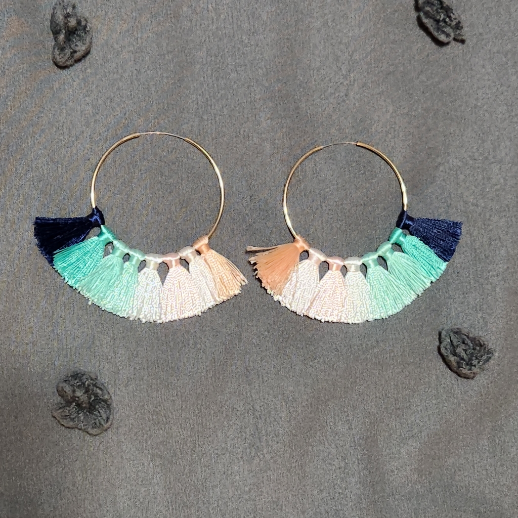 Claires Multicolor Tassel Hoop Earrings 5$